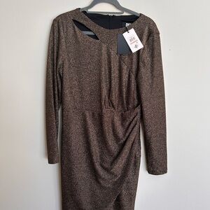 DKNY Metallic Long Sleeve Dress